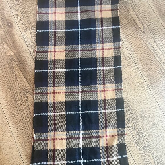 Plaid Multicolor wrap Cotton Blended Fringe Scarf 70' long - Picture 5 of 6